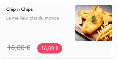 Affichage des promotions sur une carte menu