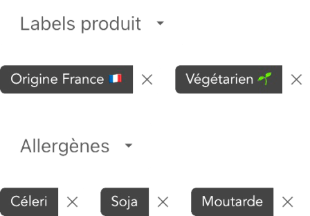 Filtrage des plats selon les allergènes et régimes
